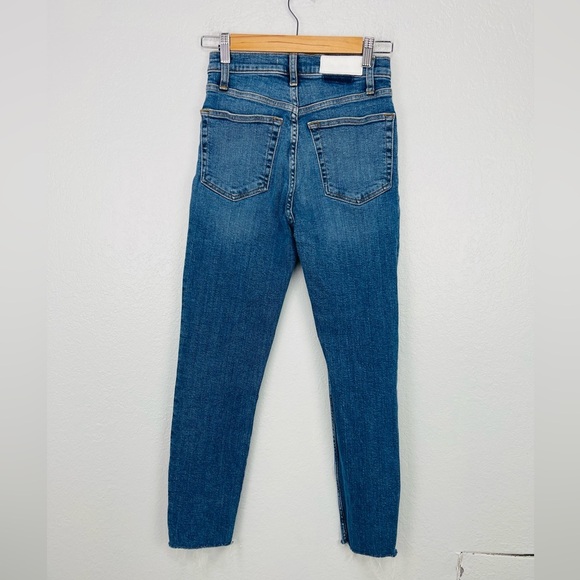 Re/Done Originals Jeans 90s High Rise Waist Ankle Crop High Rise In French Blue - Picture 6 of 8